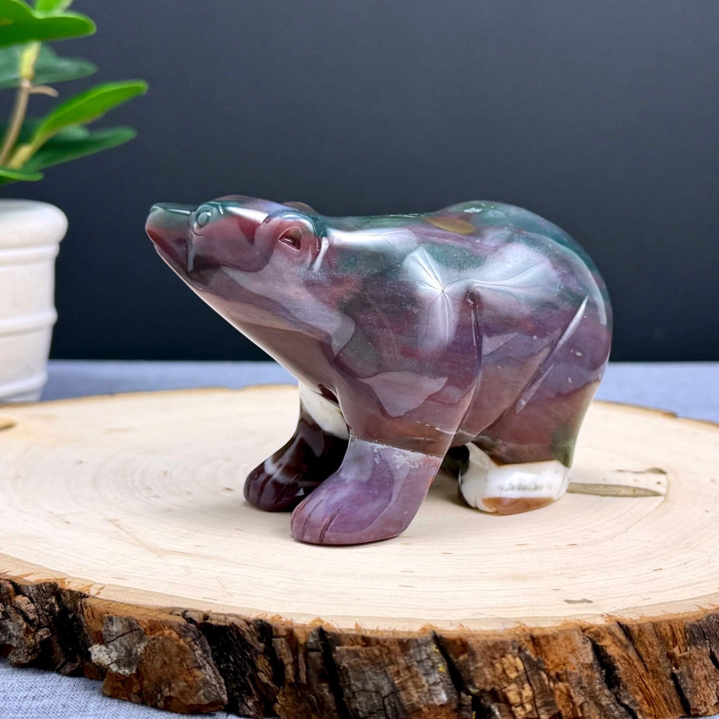 Sea Jasper Polar Bear Carving - Itsy's Crystal Cove LLC