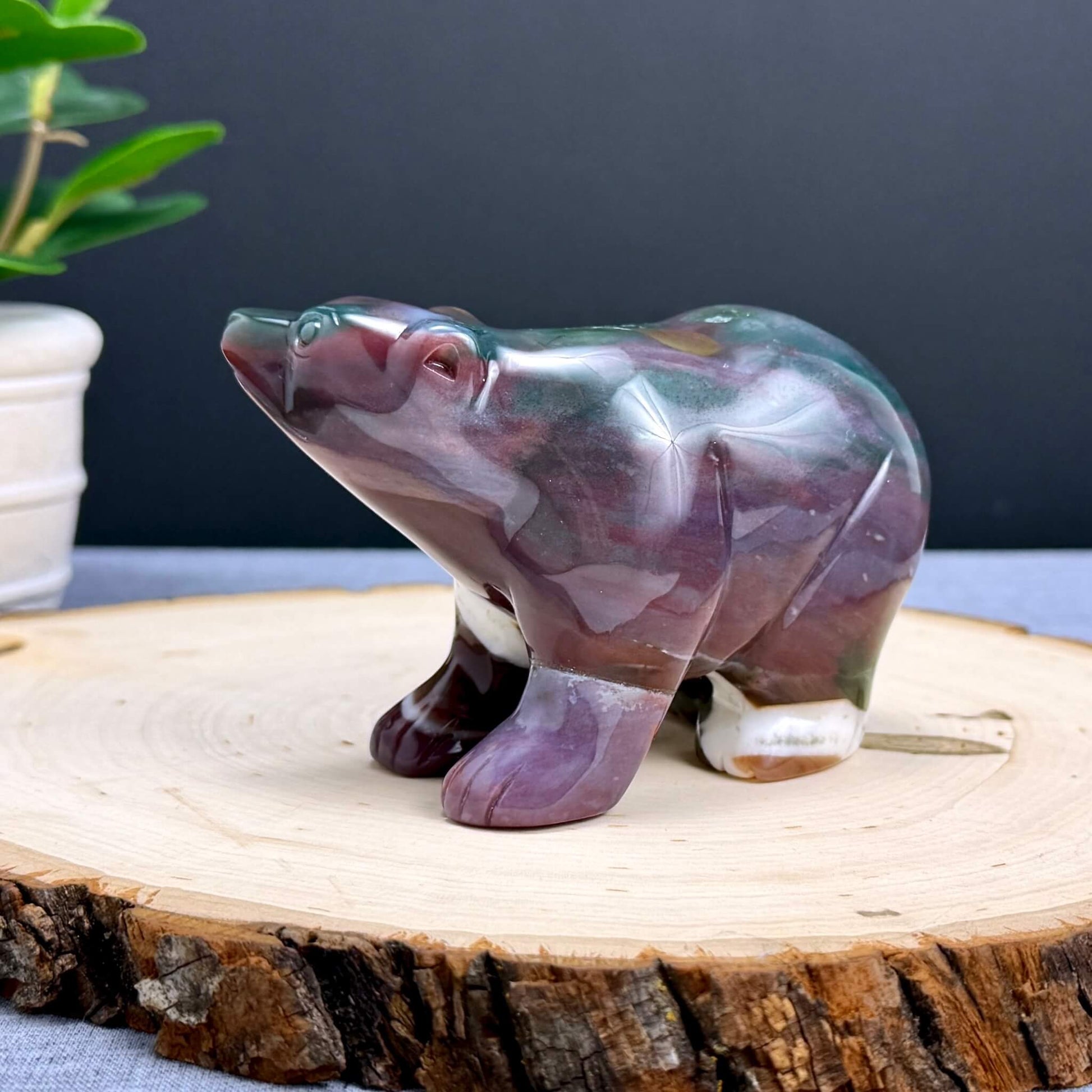 Sea Jasper Polar Bear Carving - Itsy's Crystal Cove LLC