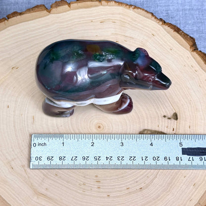 Sea Jasper Polar Bear Carving - Itsy's Crystal Cove LLC