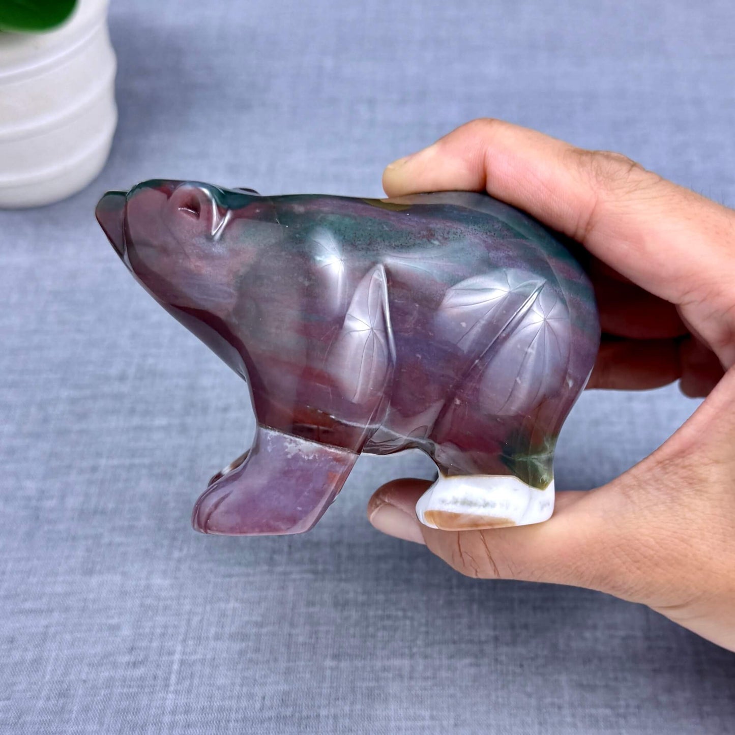 Sea Jasper Polar Bear Carving - Itsy's Crystal Cove LLC