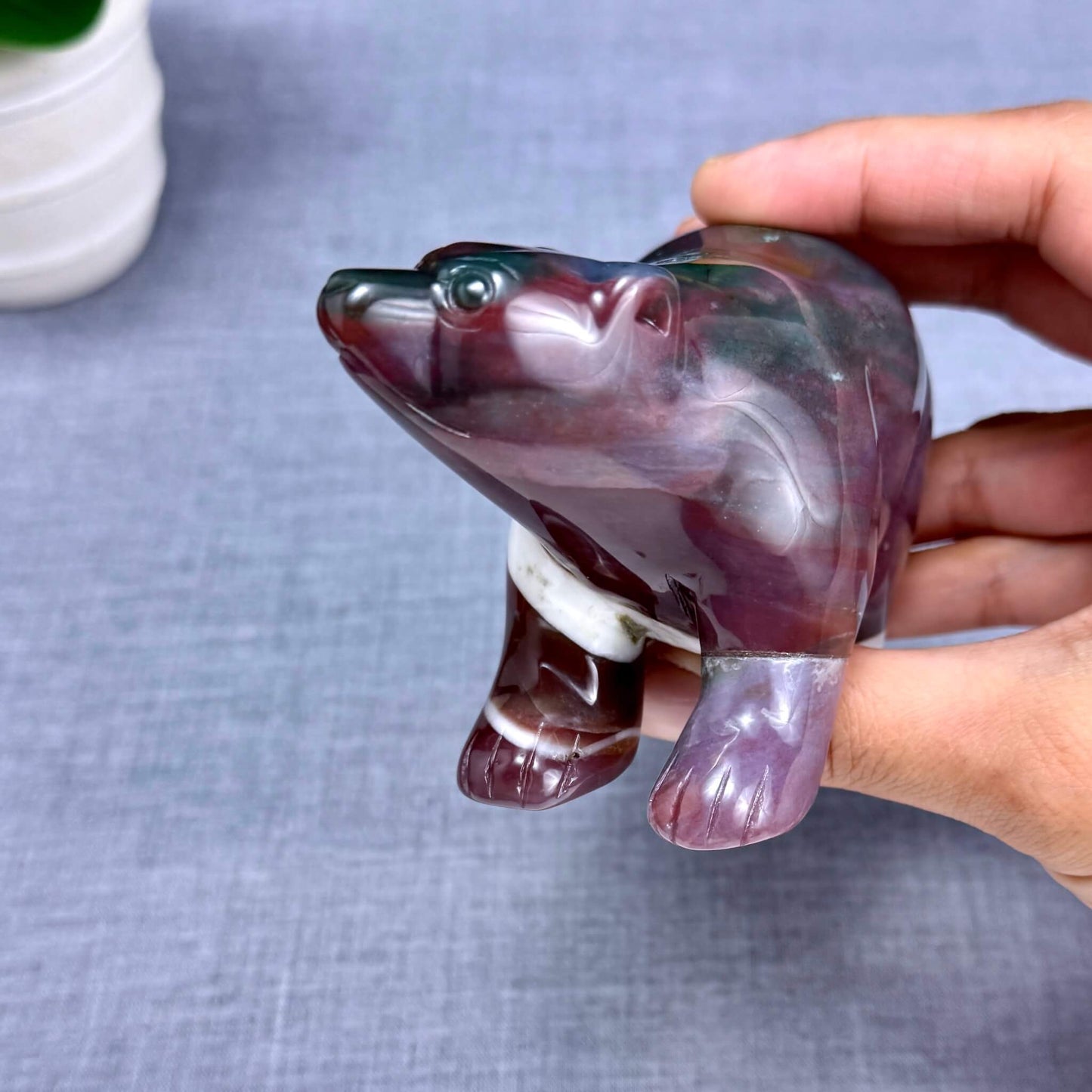 Sea Jasper Polar Bear Carving - Itsy's Crystal Cove LLC