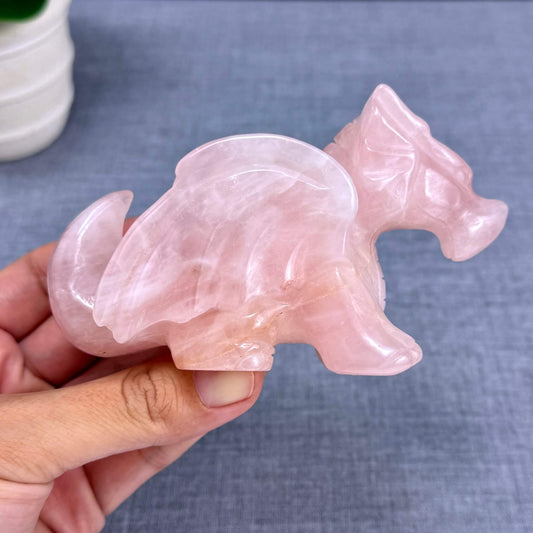 Rose Quartz Dragon Carving - Itsy's Crystal Cove LLC