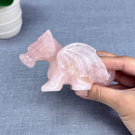 Rose Quartz Dragon Carving - Itsy's Crystal Cove LLC
