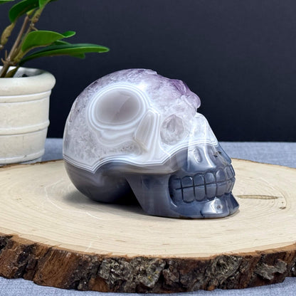 Agate and Amethyst Skull Carving - Itsy's Crystal Cove LLC