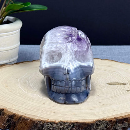 Agate and Amethyst Skull Carving - Itsy's Crystal Cove LLC