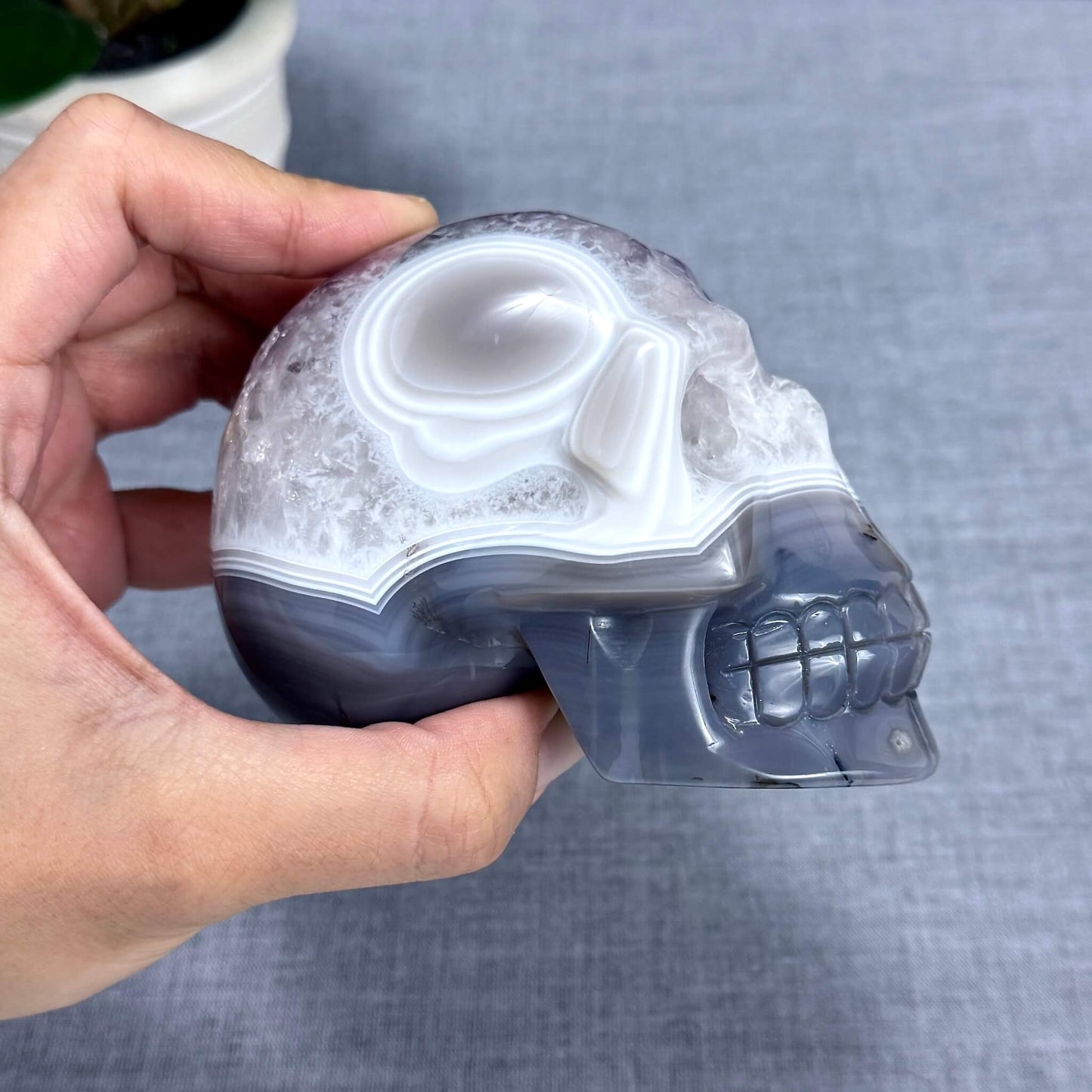 Agate and Amethyst Skull Carving - Itsy's Crystal Cove LLC