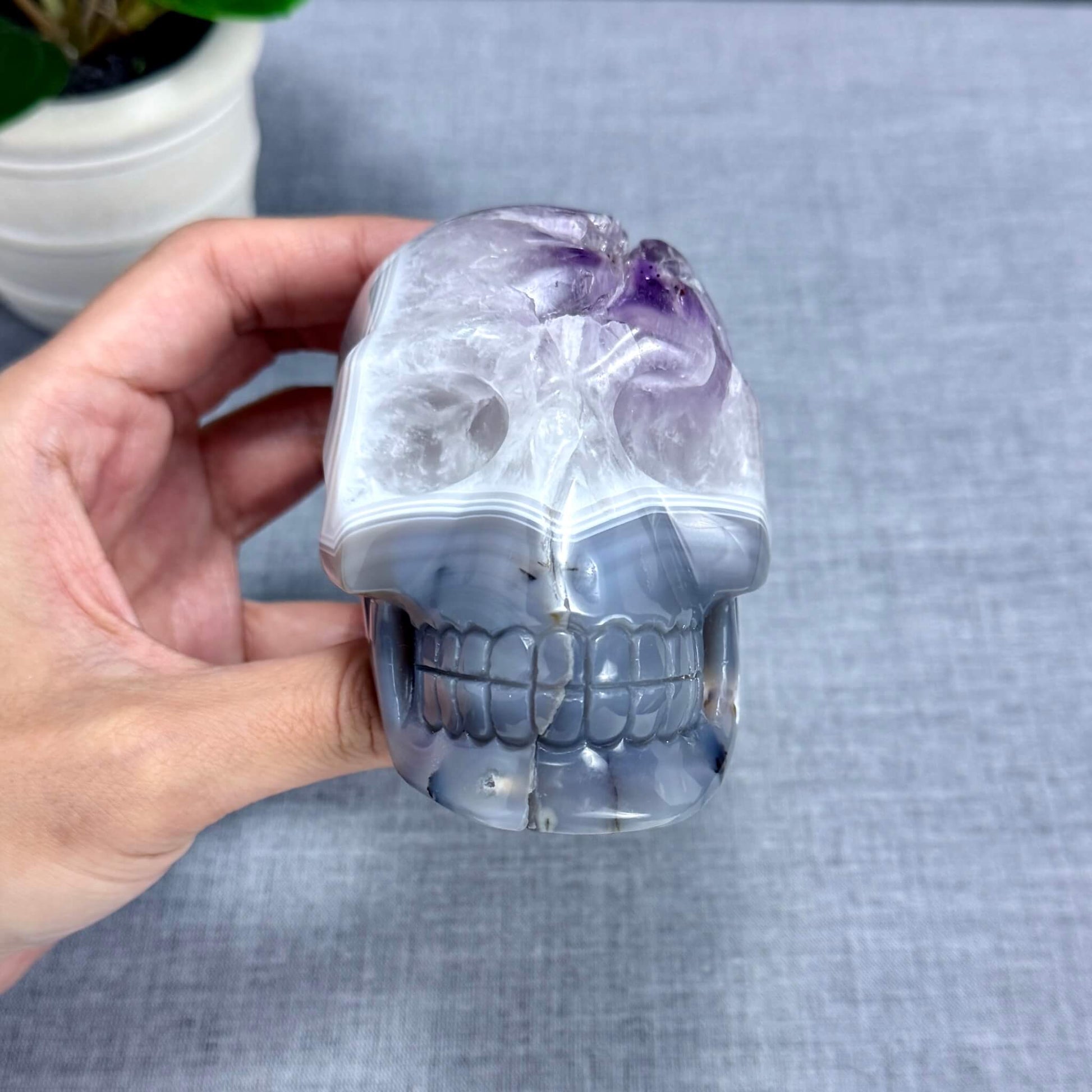 Agate and Amethyst Skull Carving - Itsy's Crystal Cove LLC