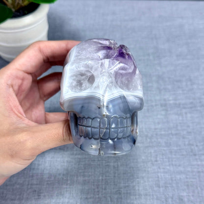 Agate and Amethyst Skull Carving - Itsy's Crystal Cove LLC