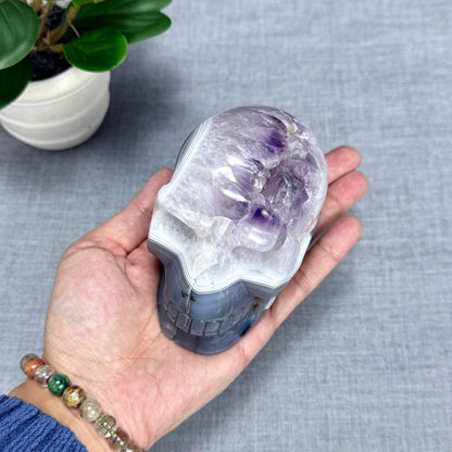 Agate and Amethyst Skull Carving - Itsy's Crystal Cove LLC