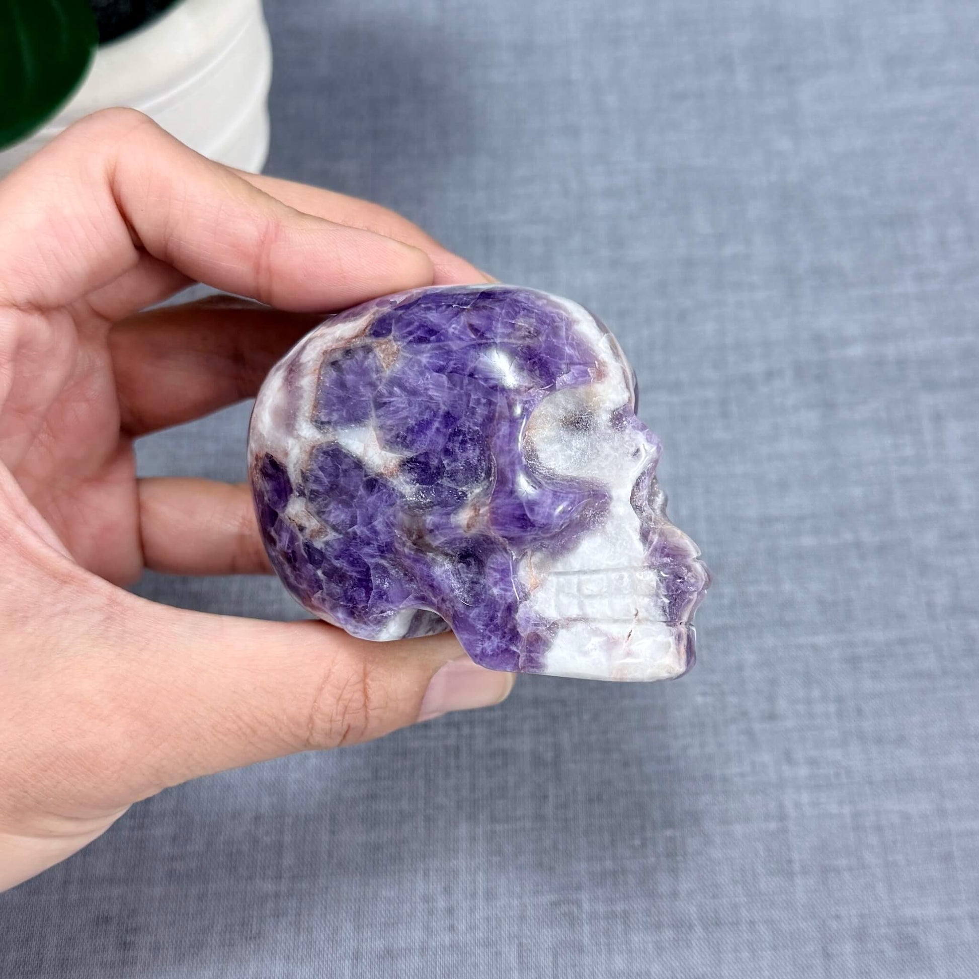 Chevron Amethyst Skull Carving A, 2.95 in. - Itsy's Crystal Cove LLC
