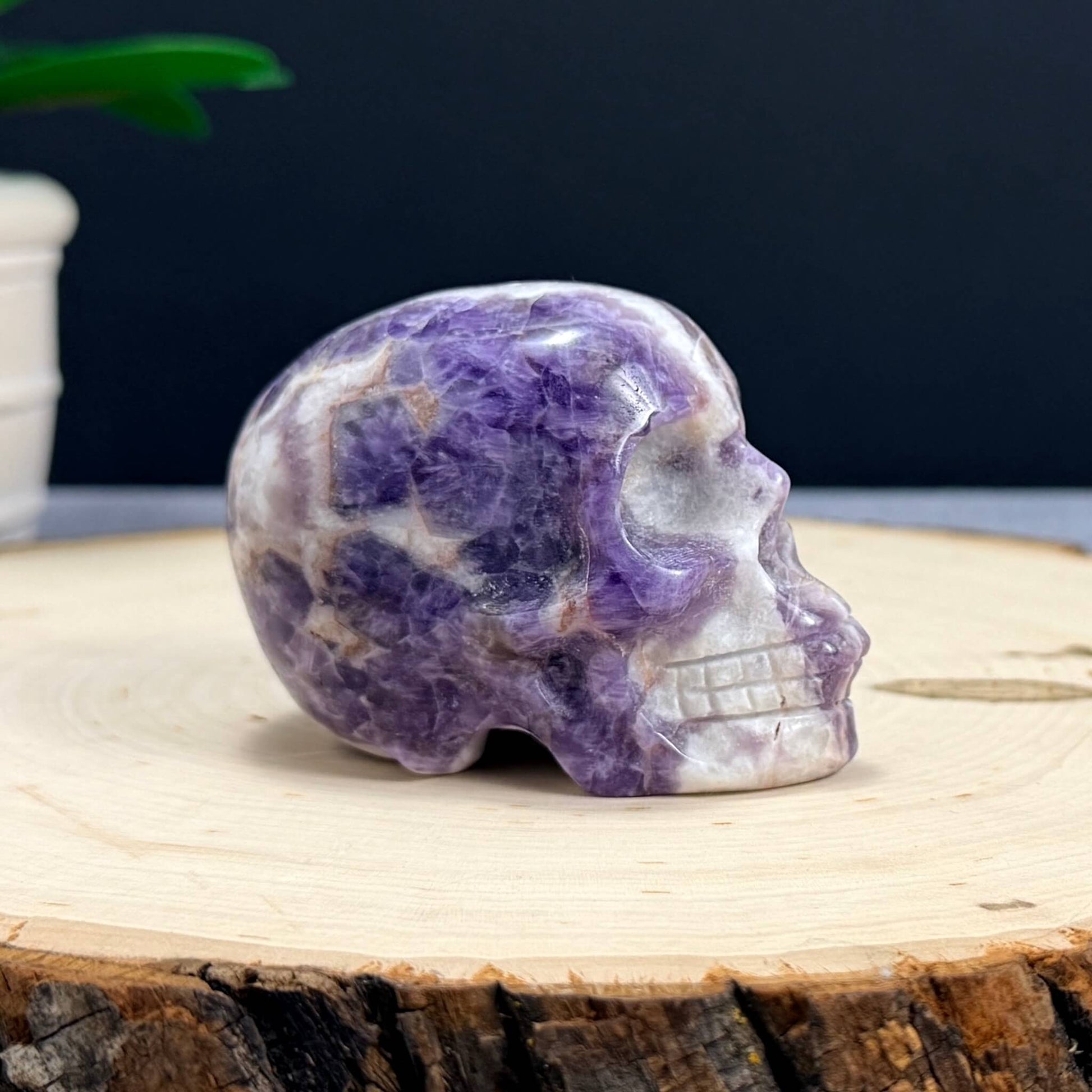 Chevron Amethyst Skull Carving A, 2.95 in. - Itsy's Crystal Cove LLC