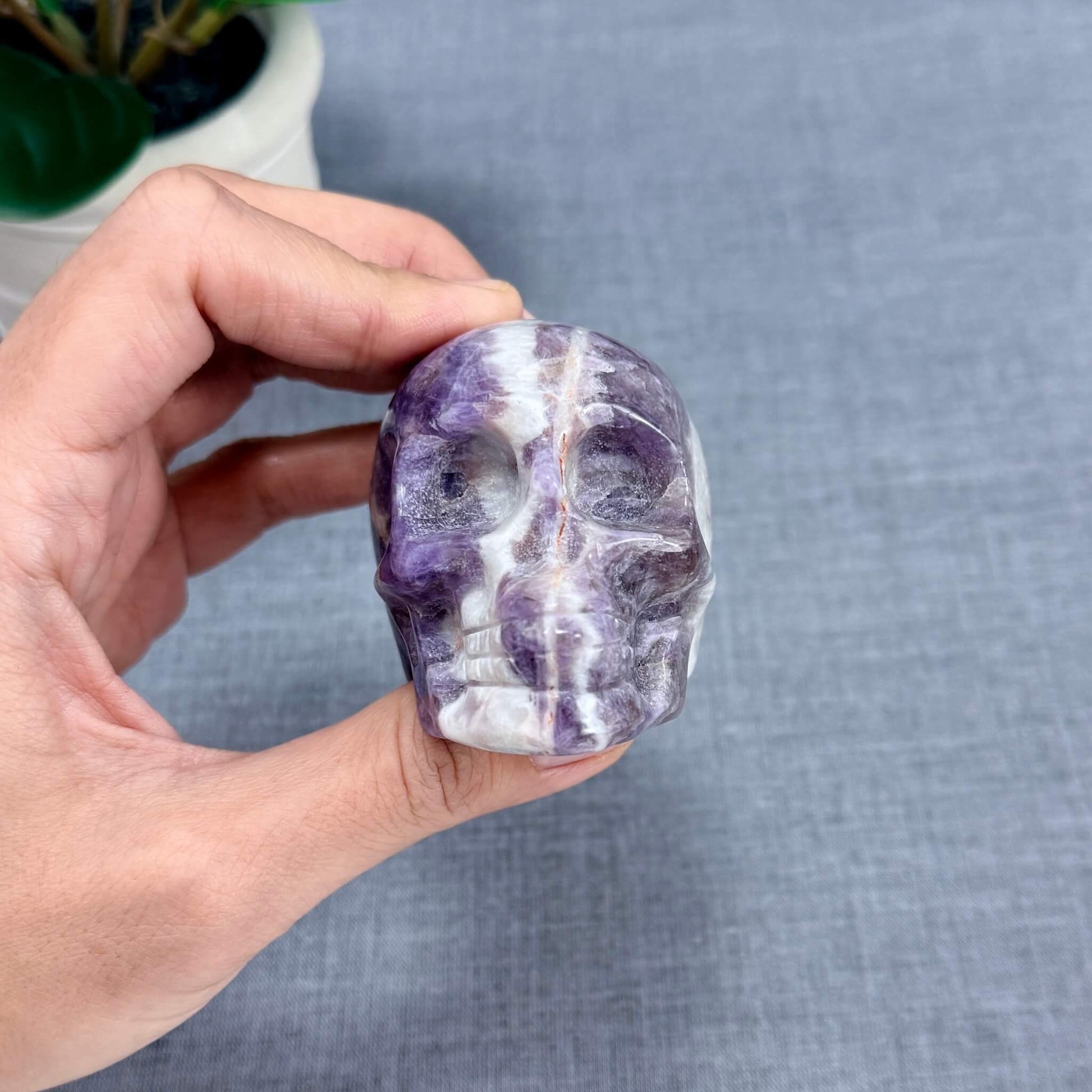 Chevron Amethyst Skull Carving A, 2.95 in. - Itsy's Crystal Cove LLC