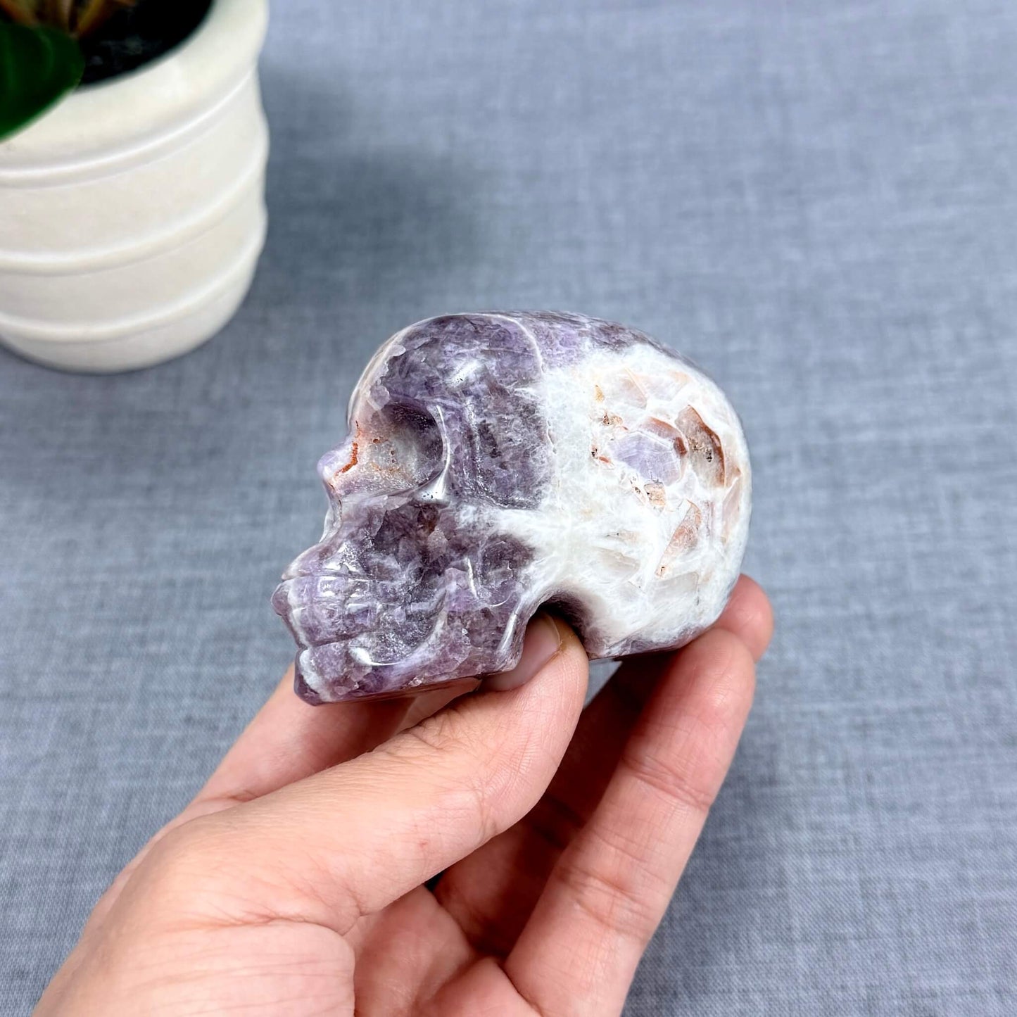 Chevron Amethyst Skull Carving A, 2.95 in. - Itsy's Crystal Cove LLC