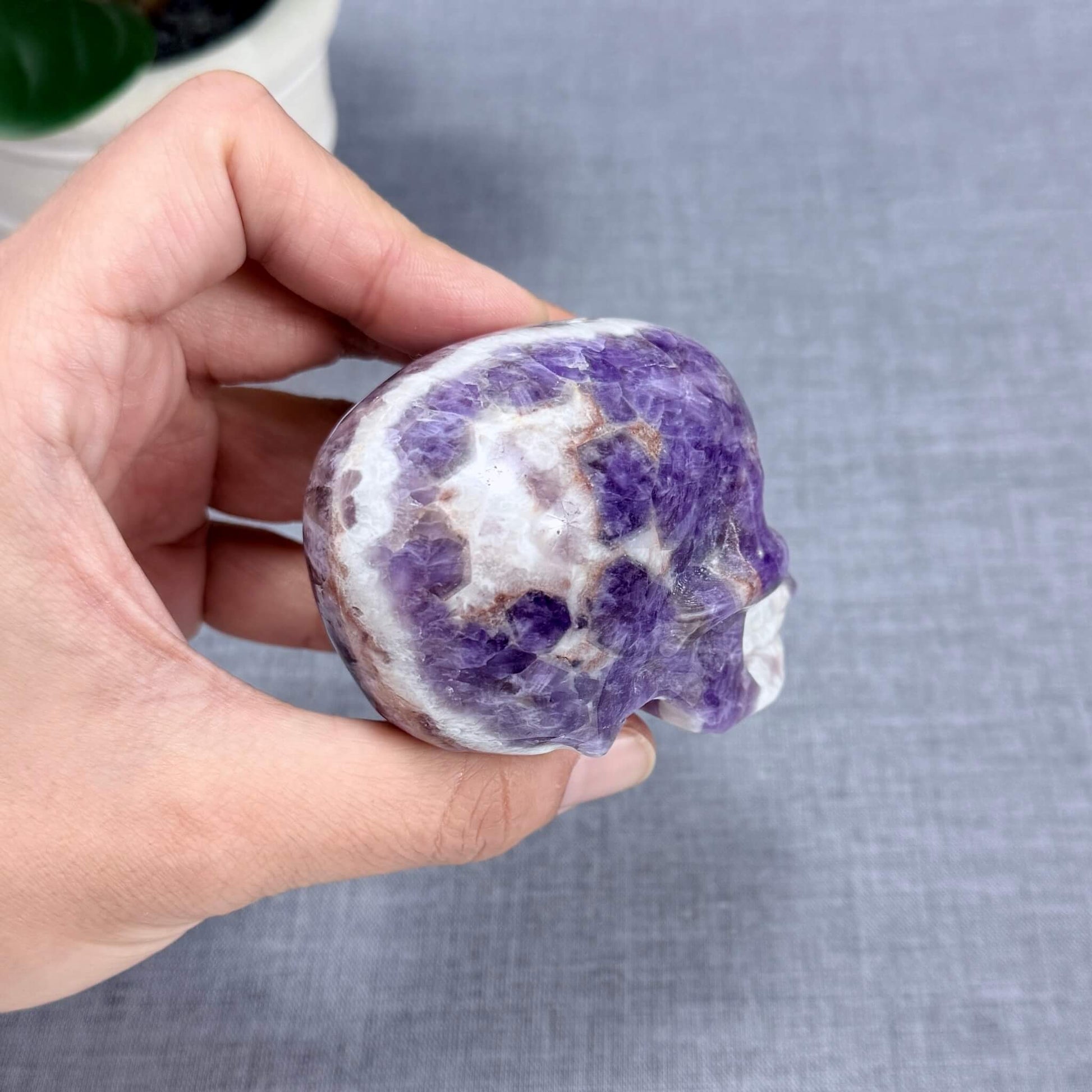 Chevron Amethyst Skull Carving A, 2.95 in. - Itsy's Crystal Cove LLC